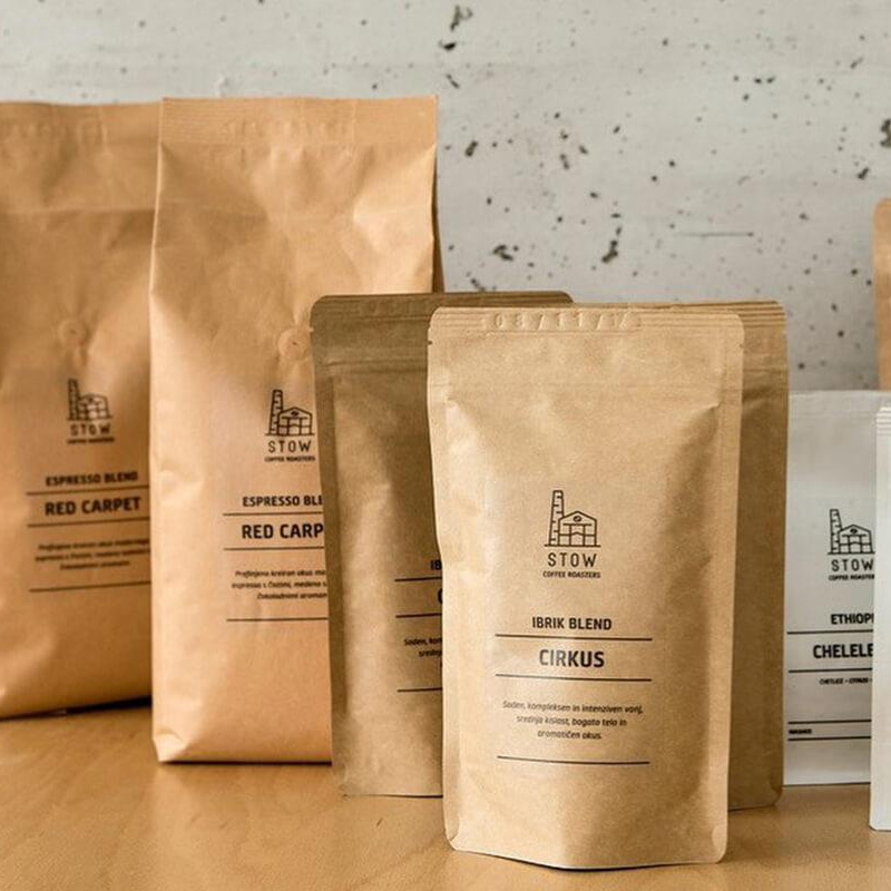 Light Proof Coffee Kraft Paper Pouch