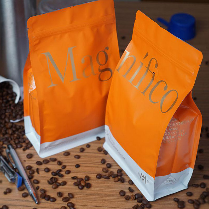 Matt Finish Coffee Side Gusset Zipper bag